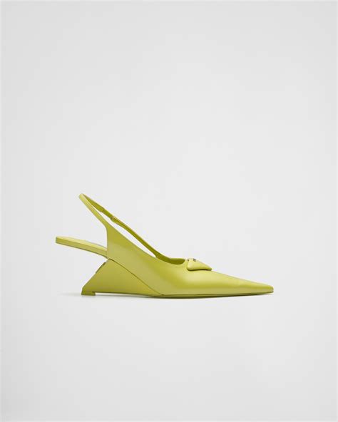 prada leather slingback wedge pumps.